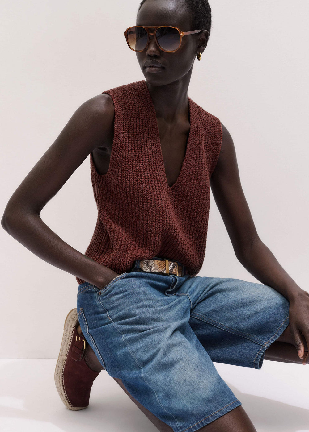 Cinnamon Brown Relaxed Knit Vest