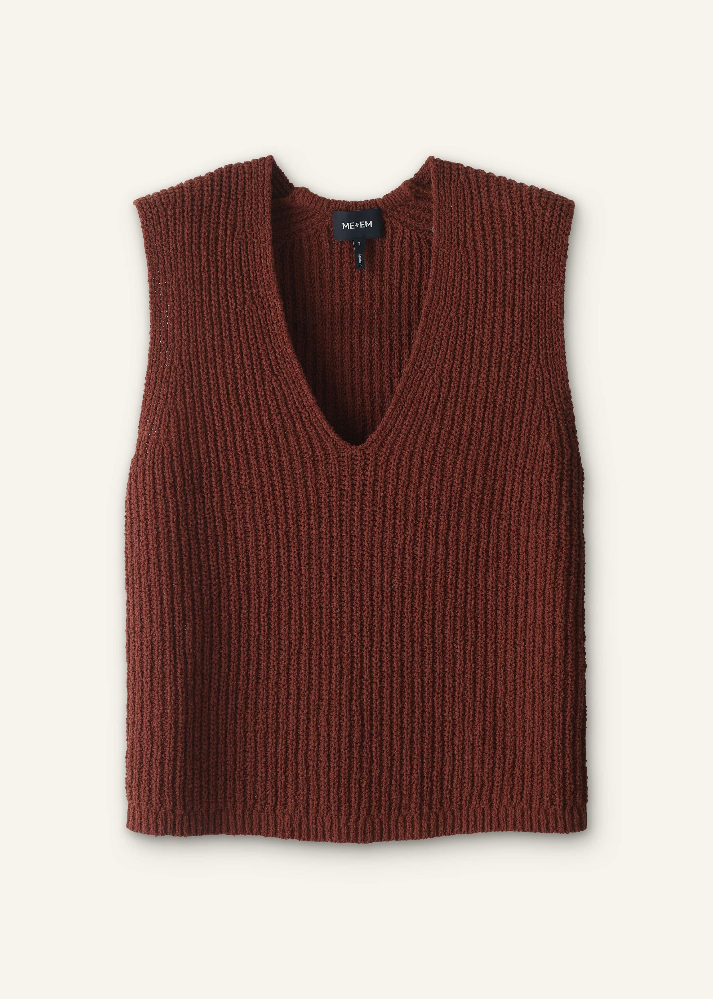 Cinnamon Brown Relaxed Knit Vest