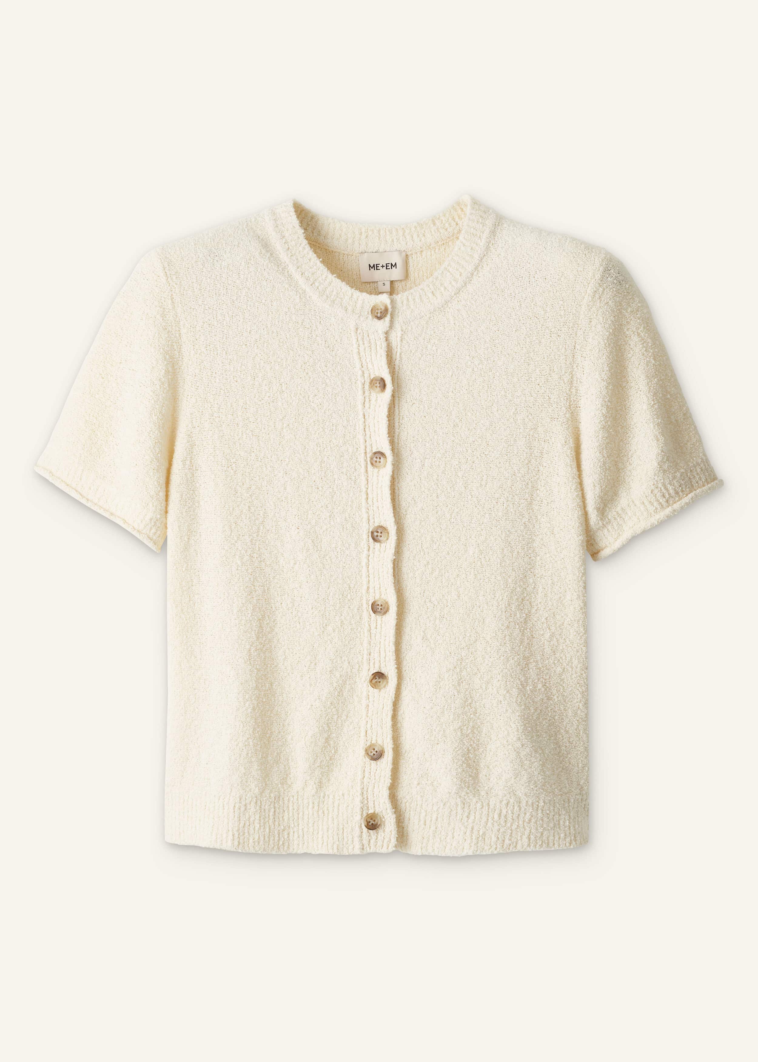 Cream Short Sleeve Cardigan