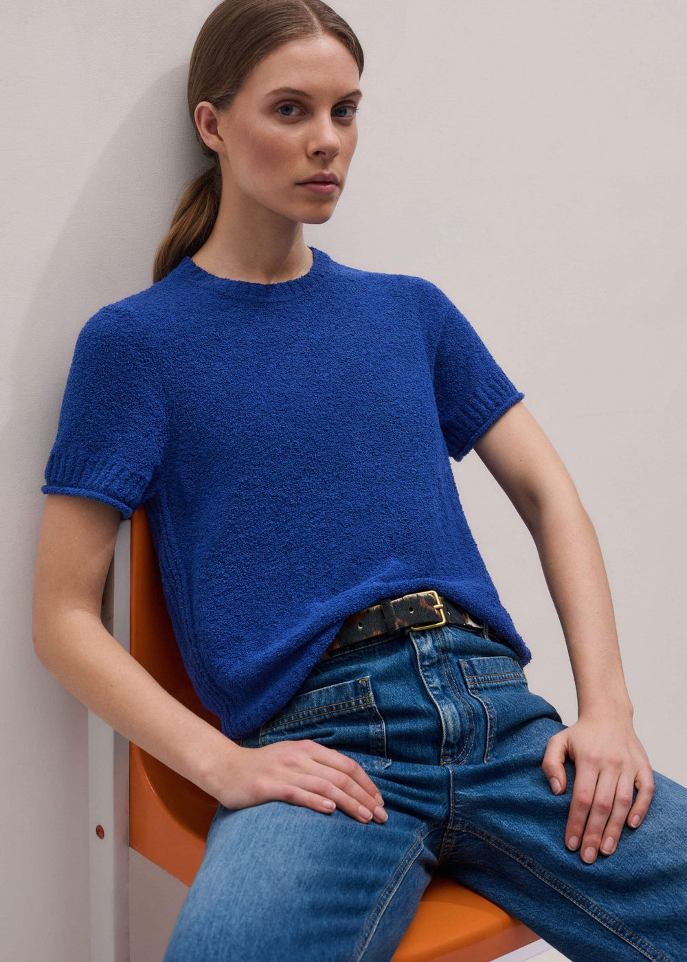 Blue Straight Knit Tee