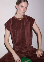 Cinnamon Brown Cap Sleeve Crop Tee