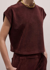 Cinnamon Brown Cap Sleeve Crop Tee