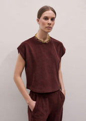 Cinnamon Brown Cap Sleeve Crop Tee