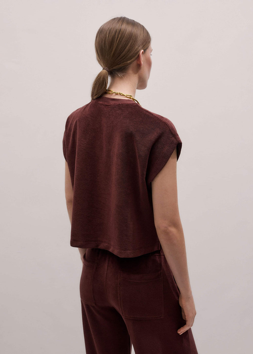 Cinnamon Brown Cap Sleeve Crop Tee