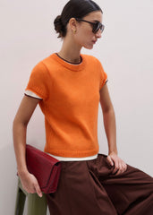 Orange Merino Cashmere Silk Baby Tee