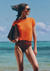 Orange Merino Cashmere Silk Baby Tee