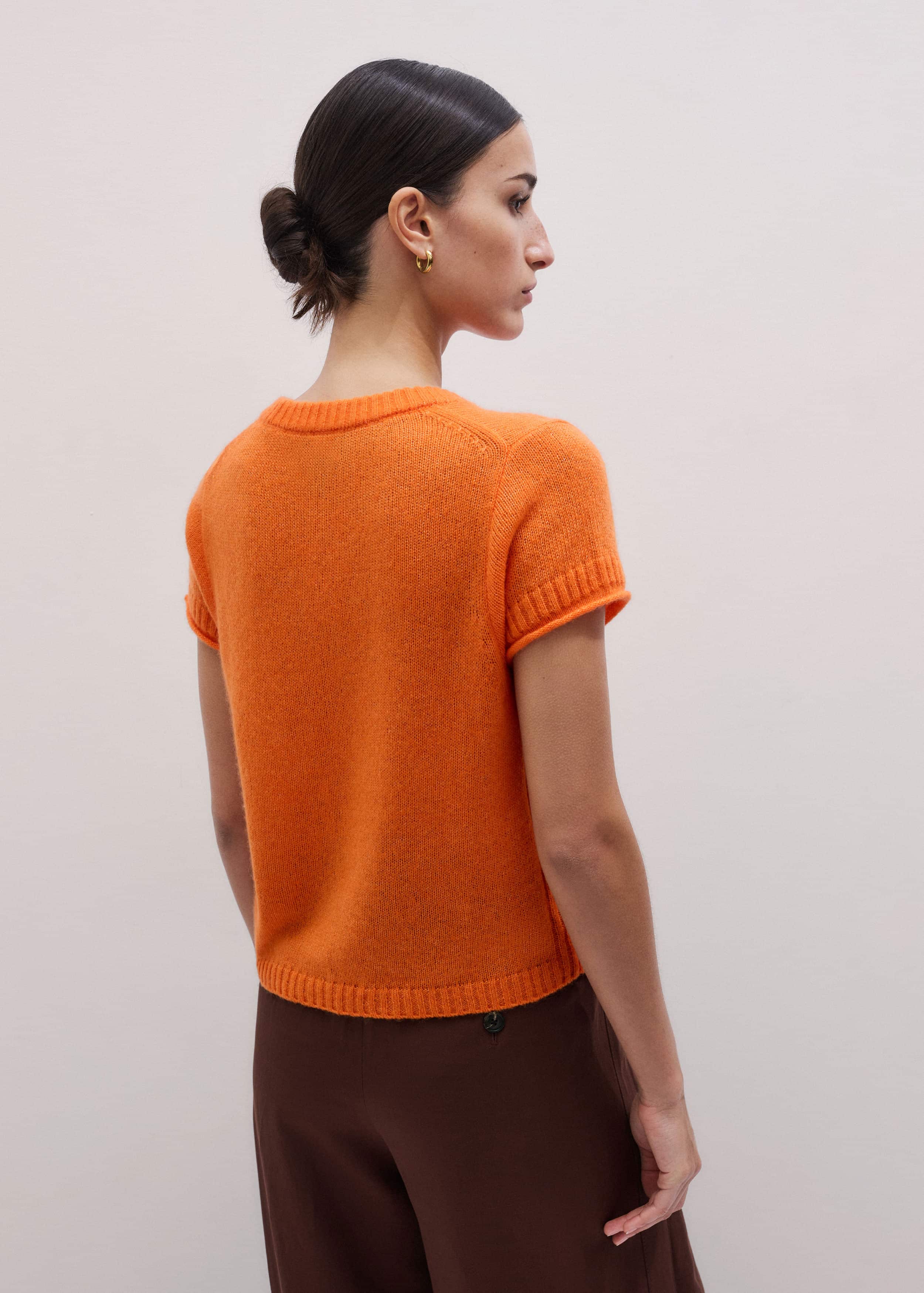 Orange Merino Cashmere Silk Baby Tee