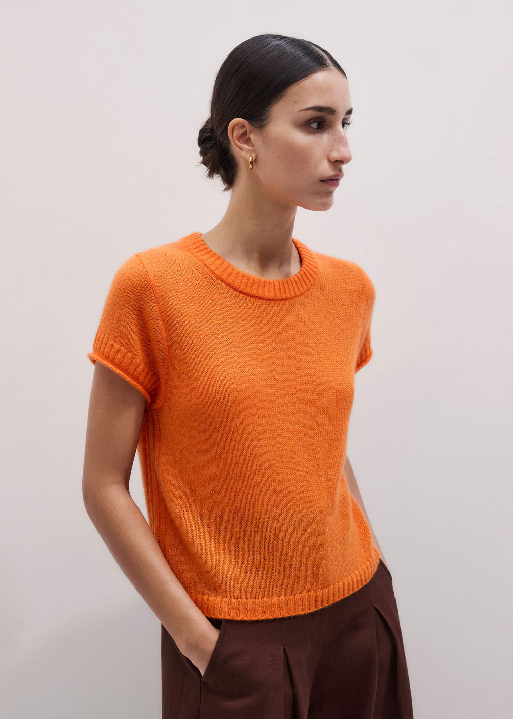 Orange Merino Cashmere Silk Baby Tee