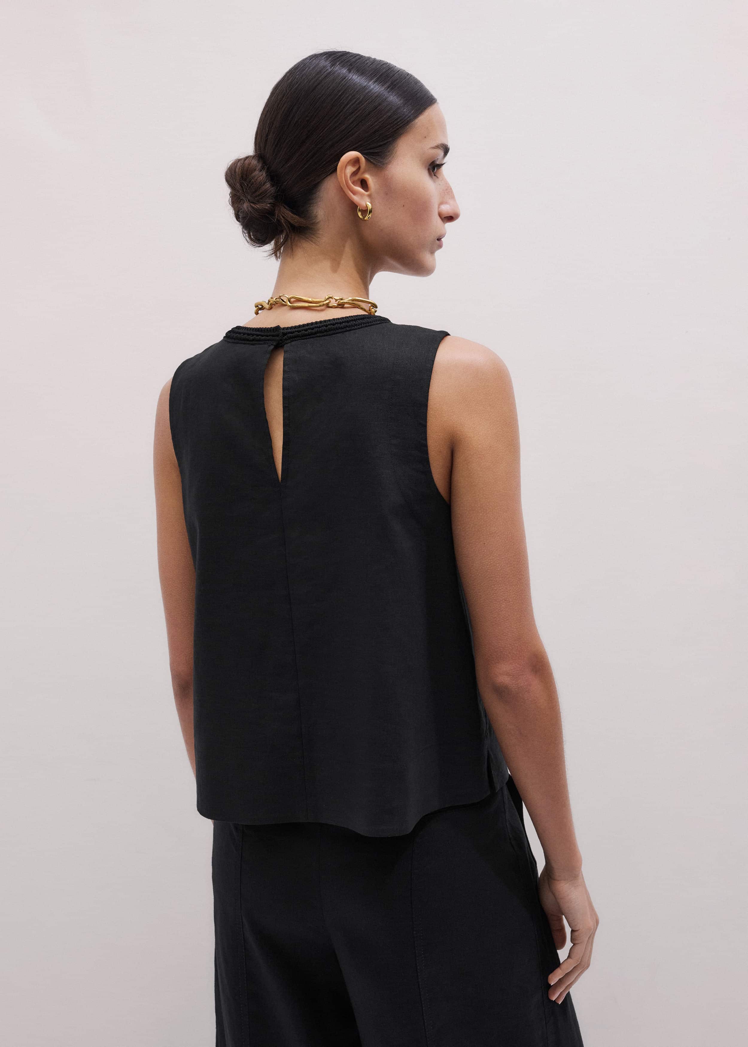 Black Crochet Trim Crop Top