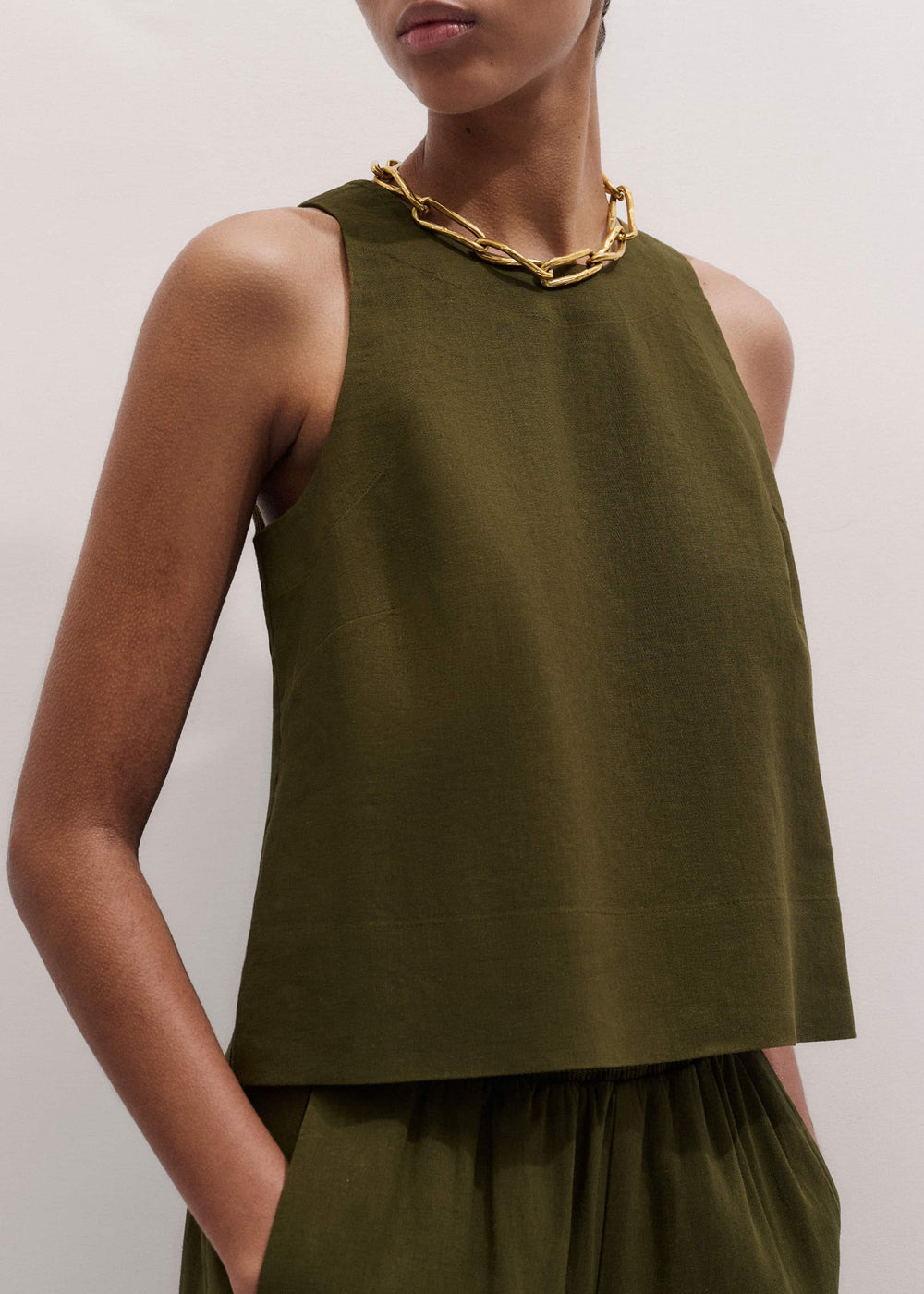 Olive Green Shell Crop Top