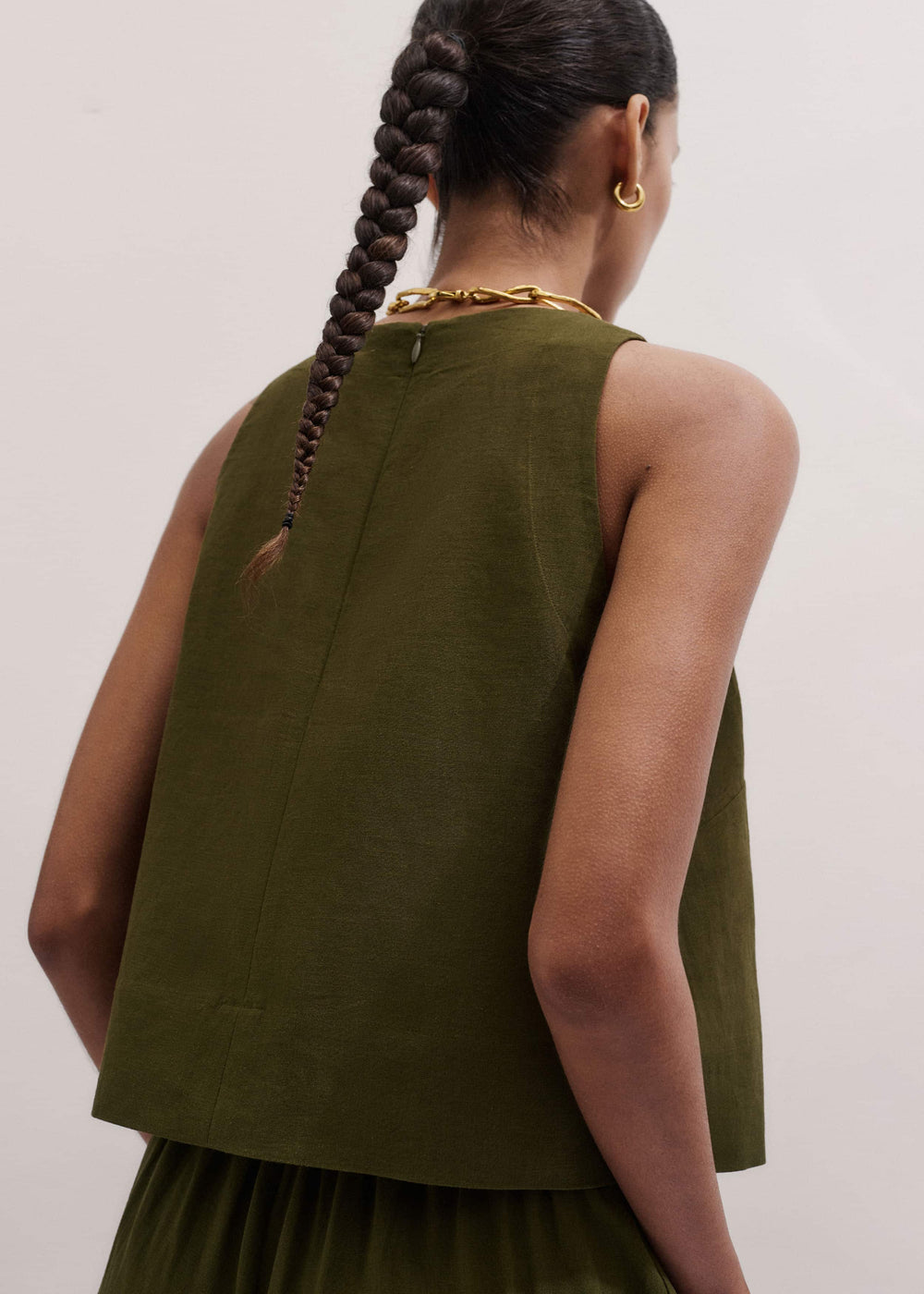 Olive Green Shell Crop Top
