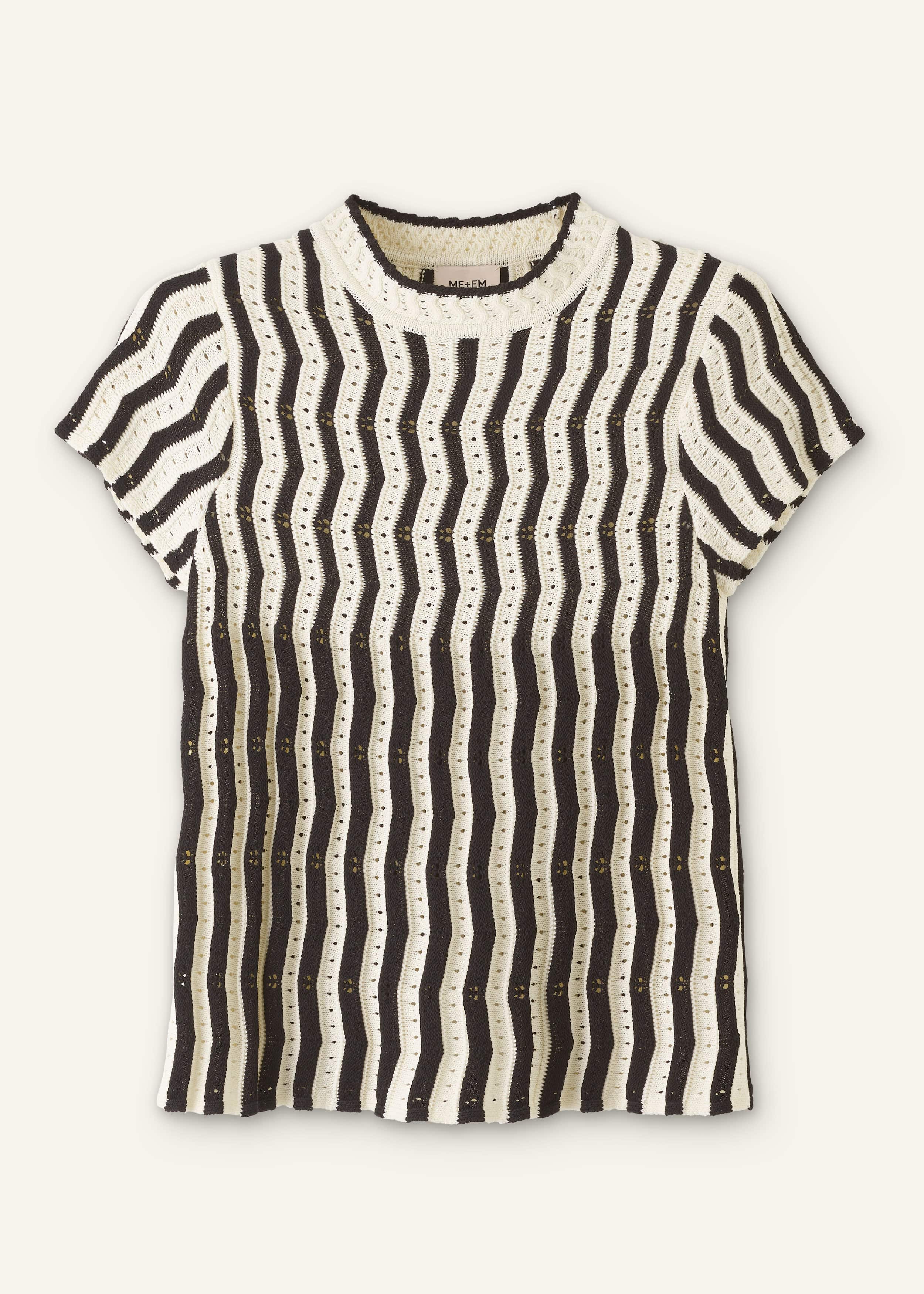 Cream Textured Pointelle Knit Swing Top