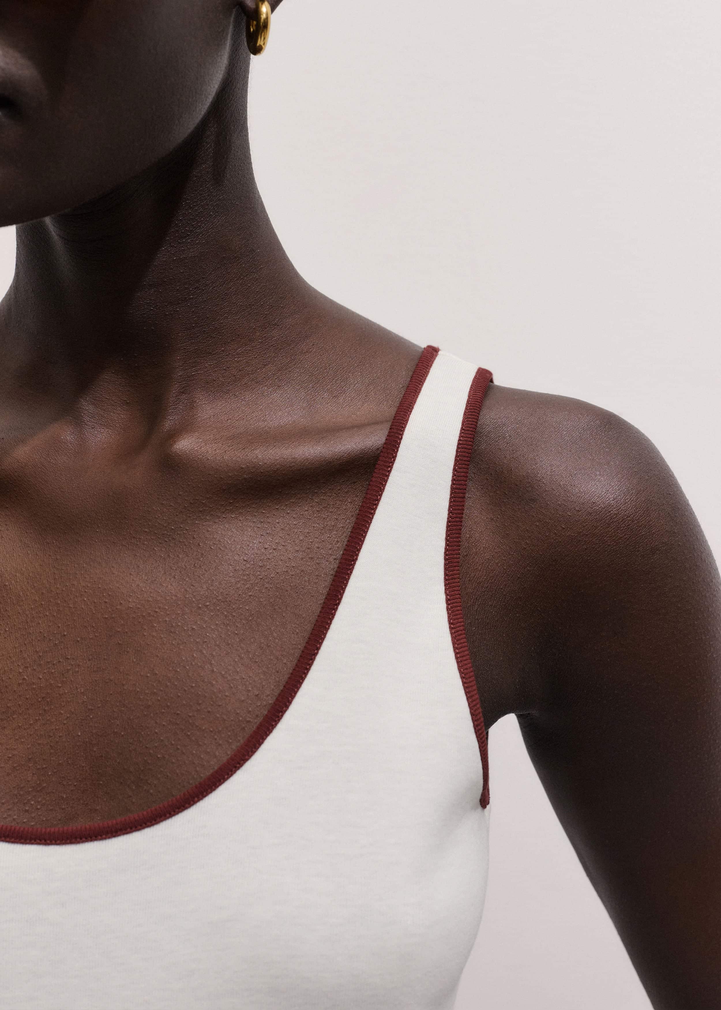 Cream Contrast Trim Slim Vest