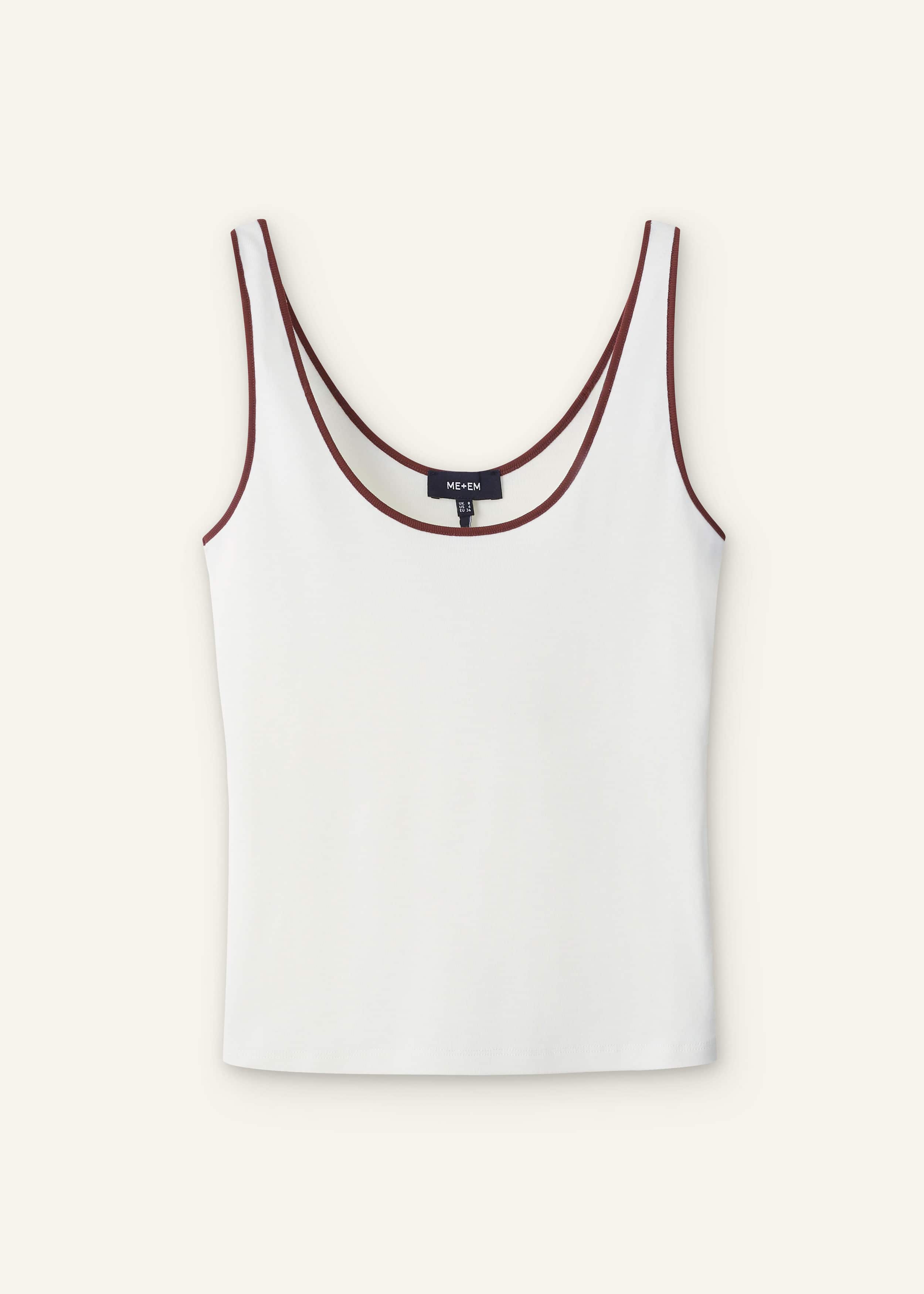 Cream Contrast Trim Slim Vest