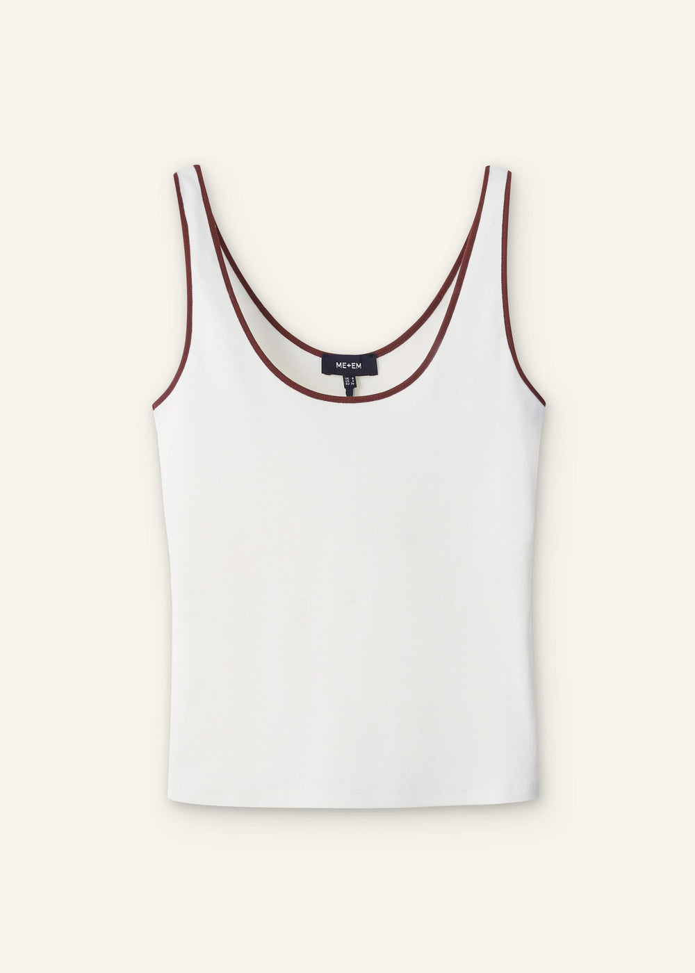 Cream Contrast Trim Slim Vest