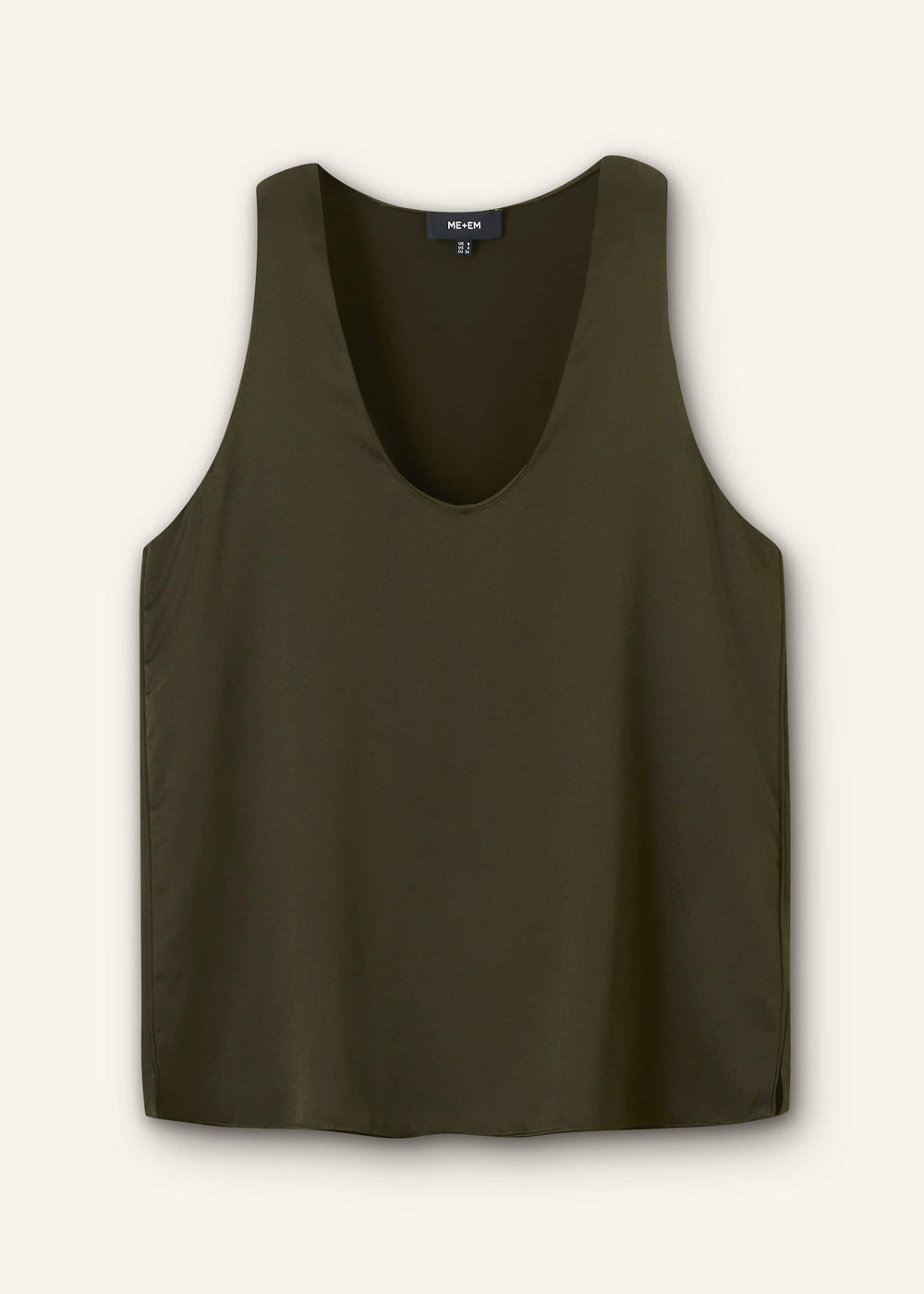 Olive Green Silk Satin Evening Tank Top