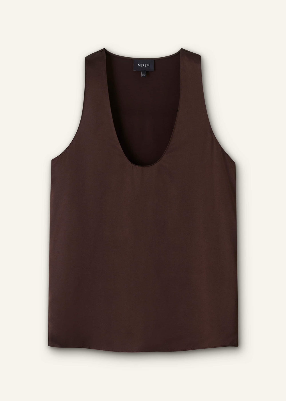 Brown Silk Satin Fluid Evening Tank