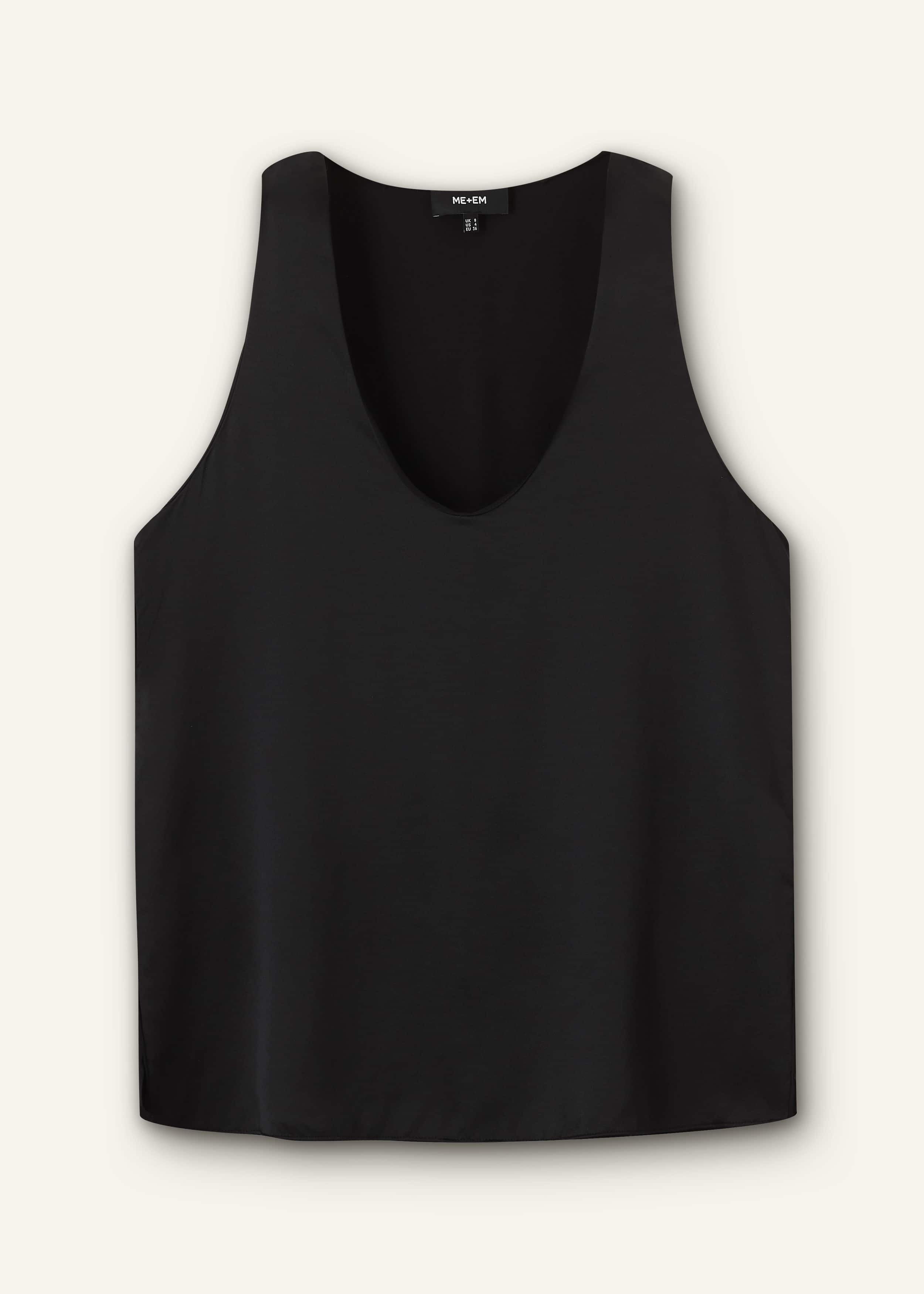 Black Silk Satin Evening Tank Top