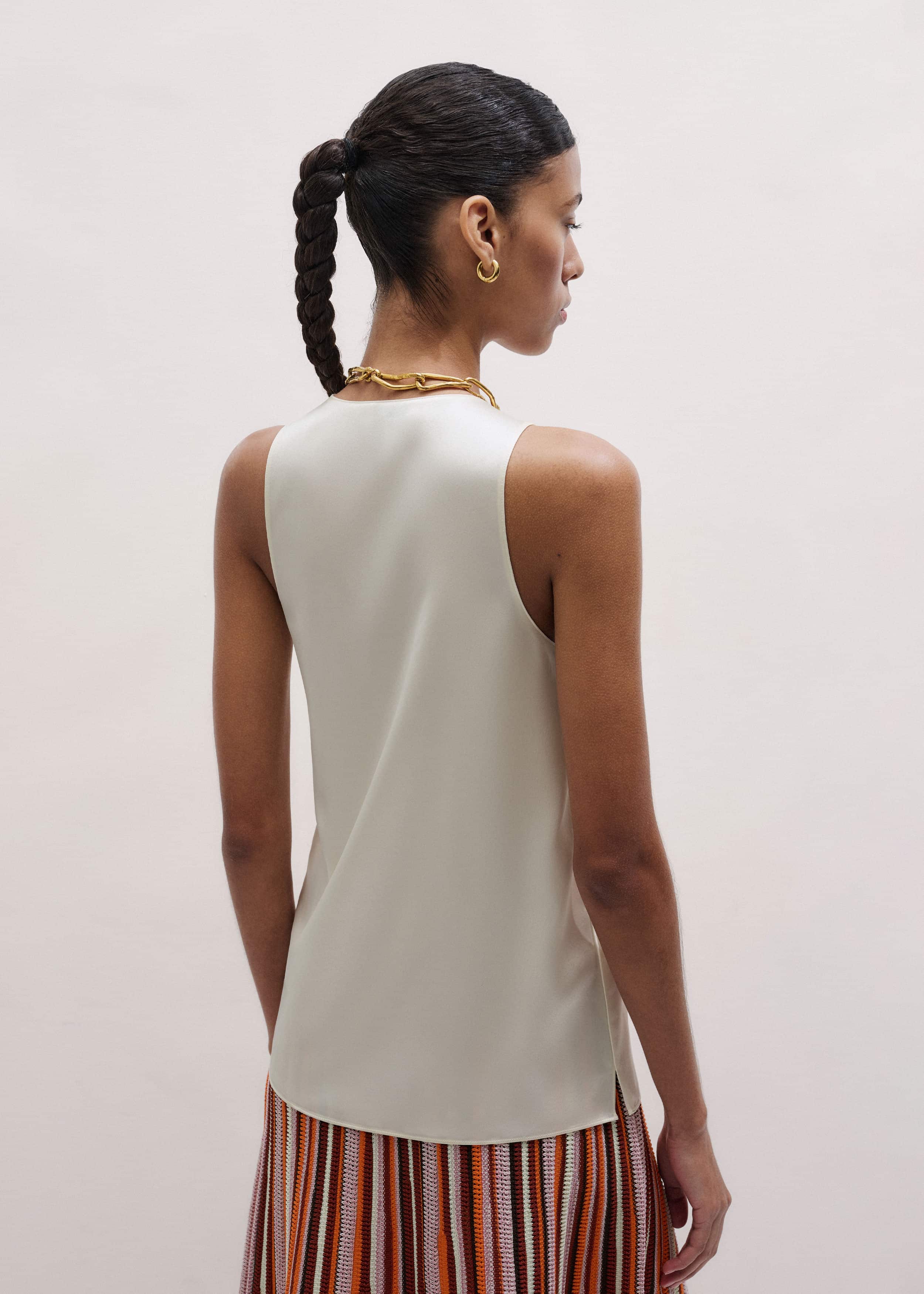Cream Fluid Evening Tank Top
