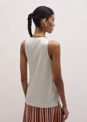 Cream Fluid Evening Tank Top