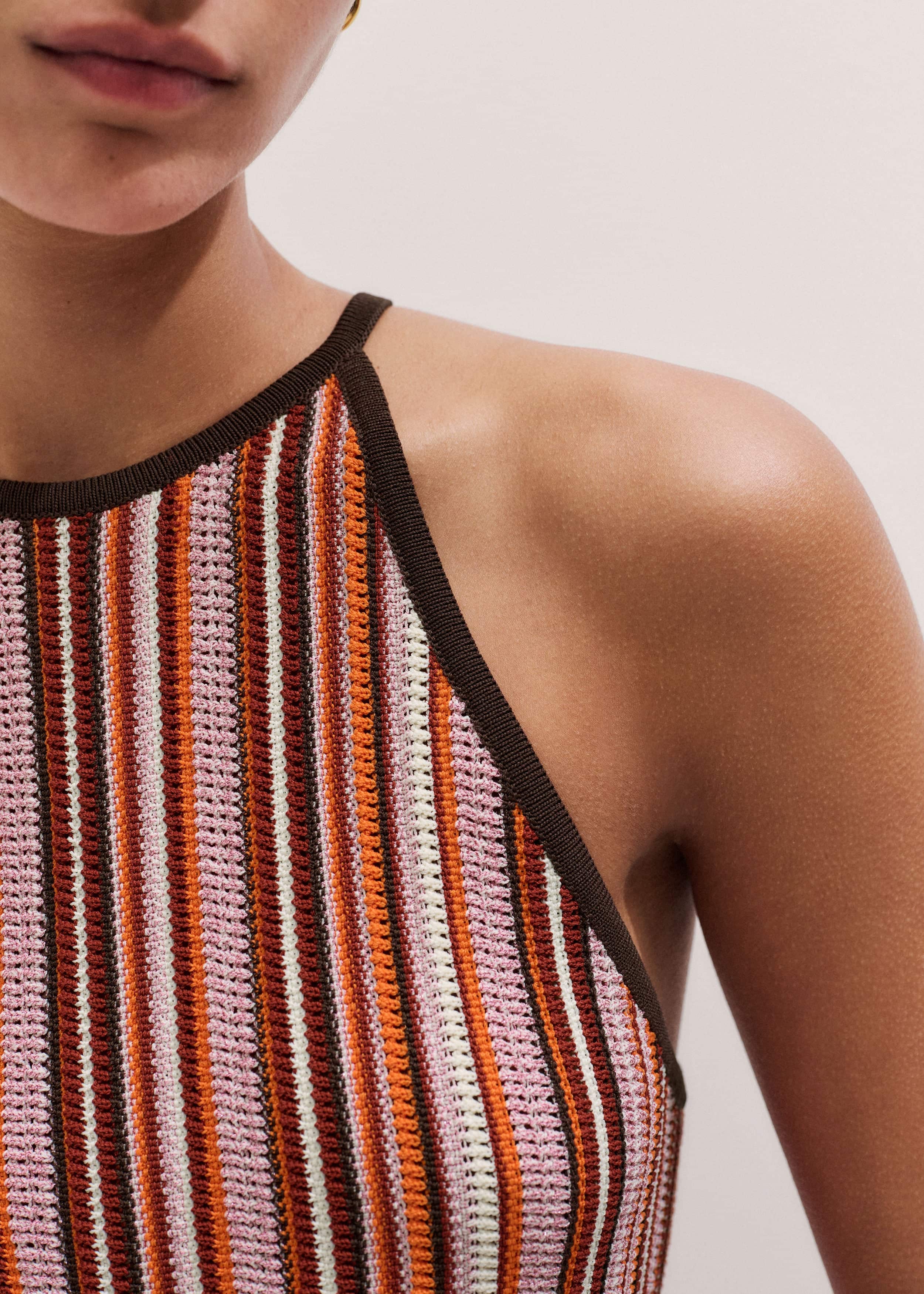 Cinnamon Brown Stripe Slim Knit Tank