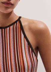 Cinnamon Brown Stripe Slim Knit Tank