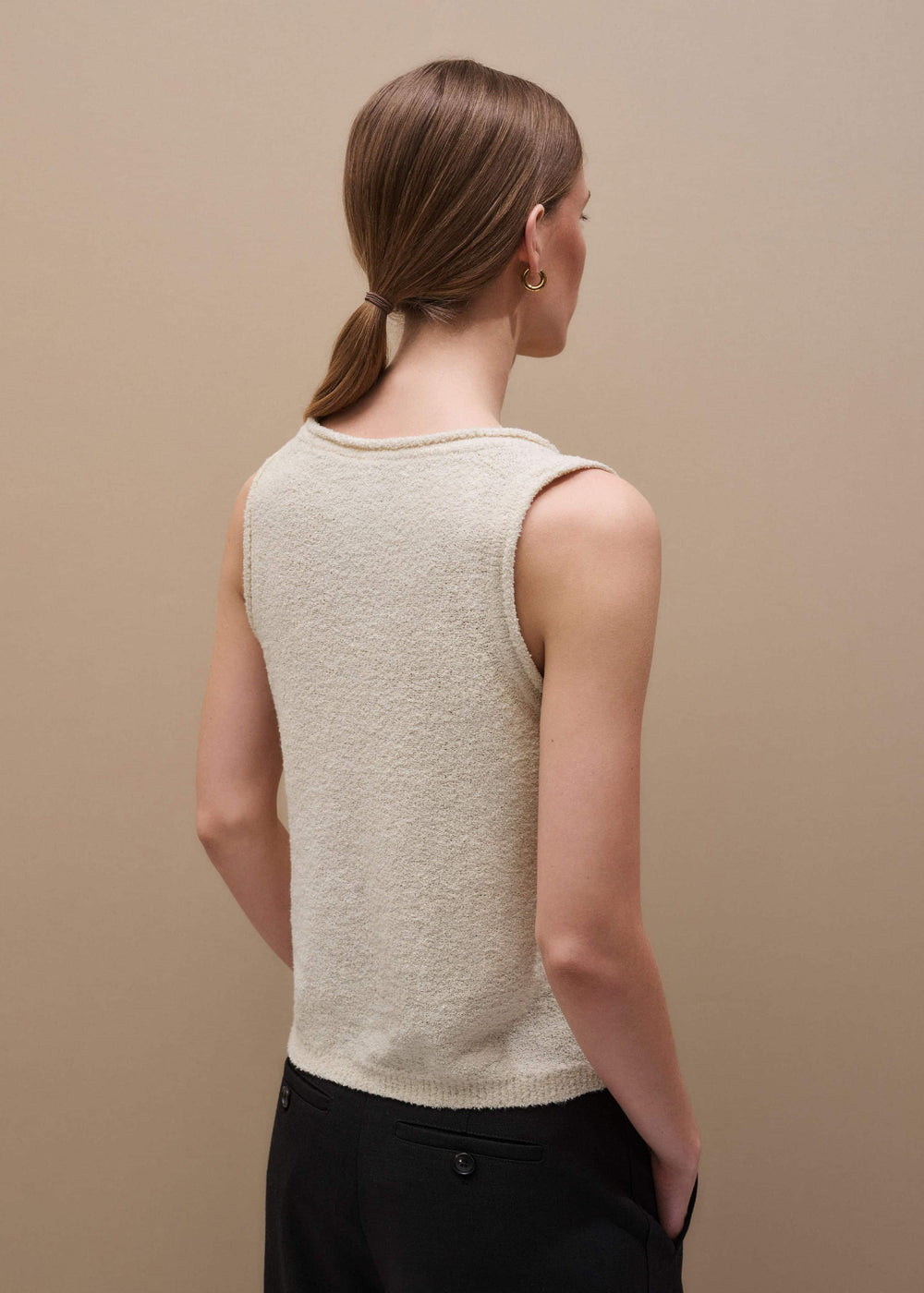 Cream Slim Knit Tank Top