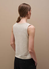 Cream Slim Knit Tank Top