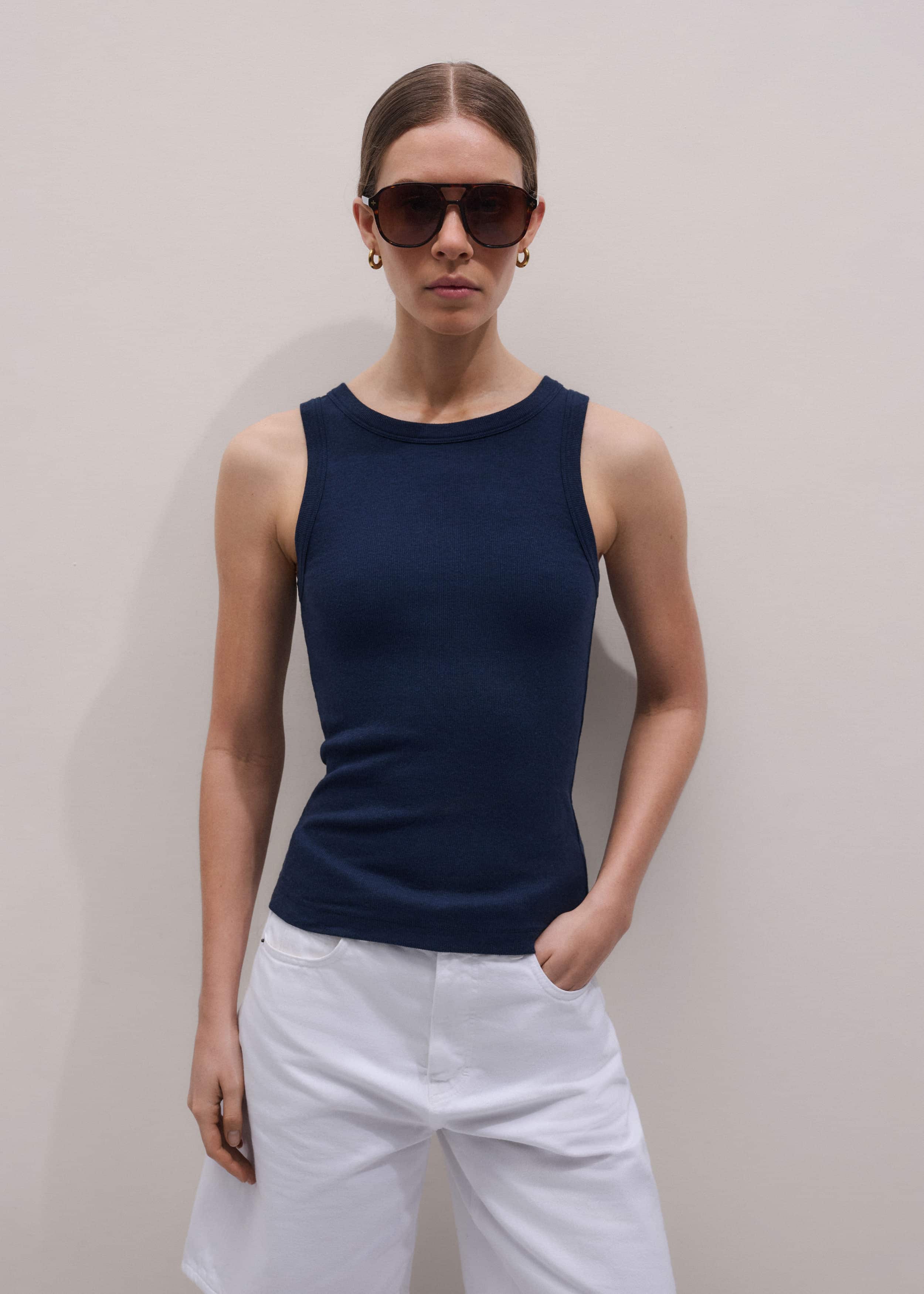 Navy Ultimate Crew Neck Perfect Basic Tank