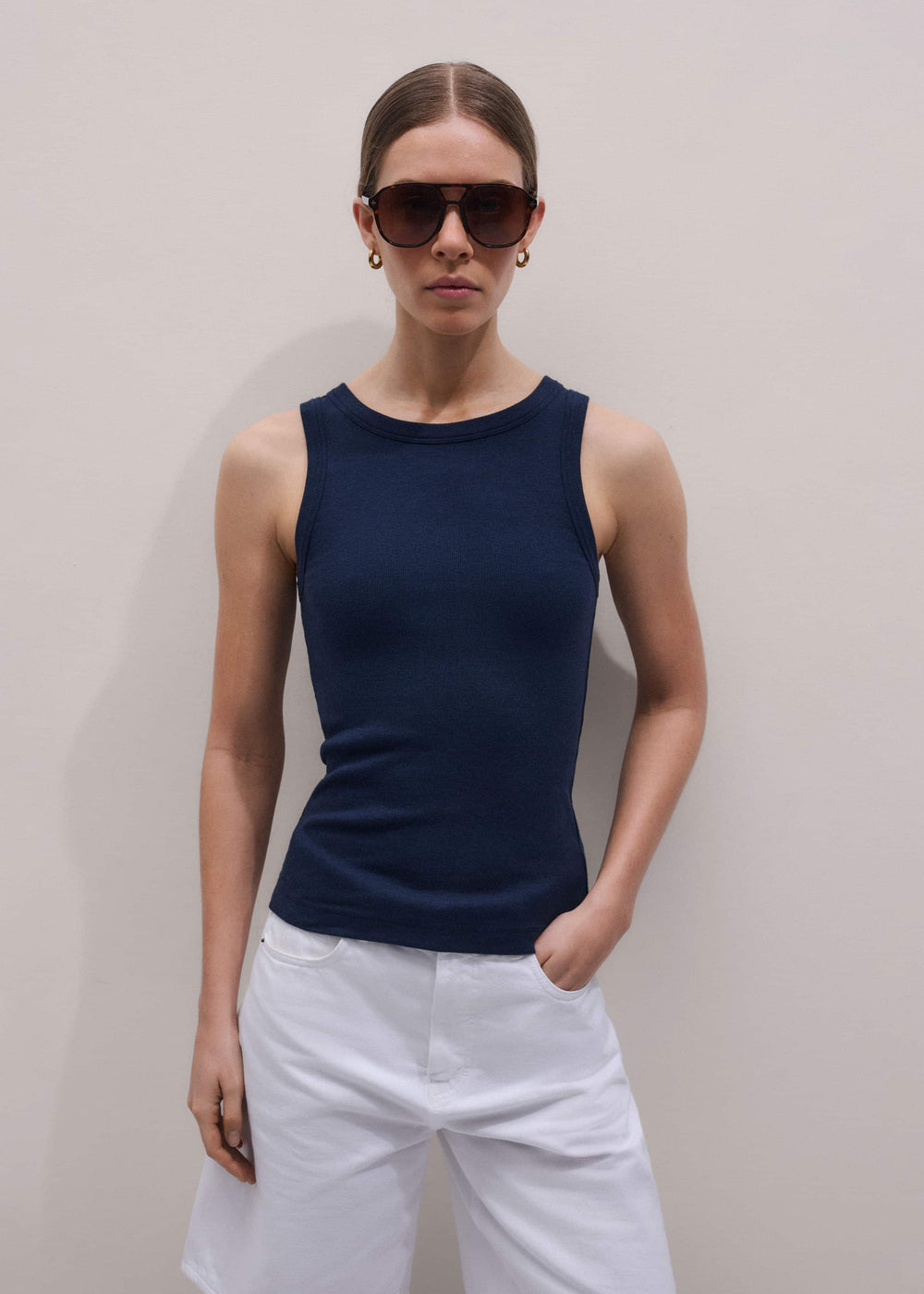 Navy Ultimate Crew Neck Perfect Basic Tank