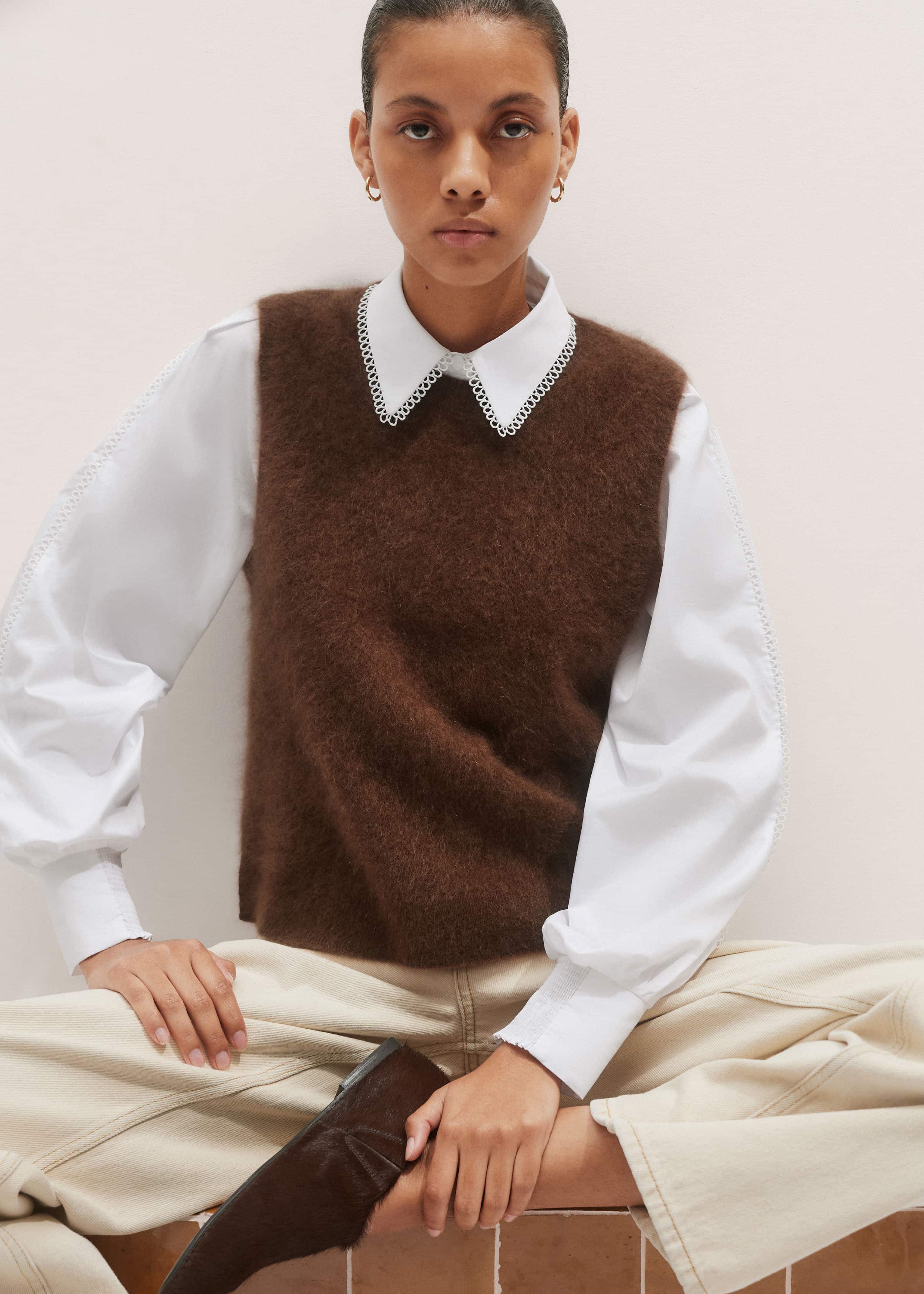 Brown Straight Sweater Vest
