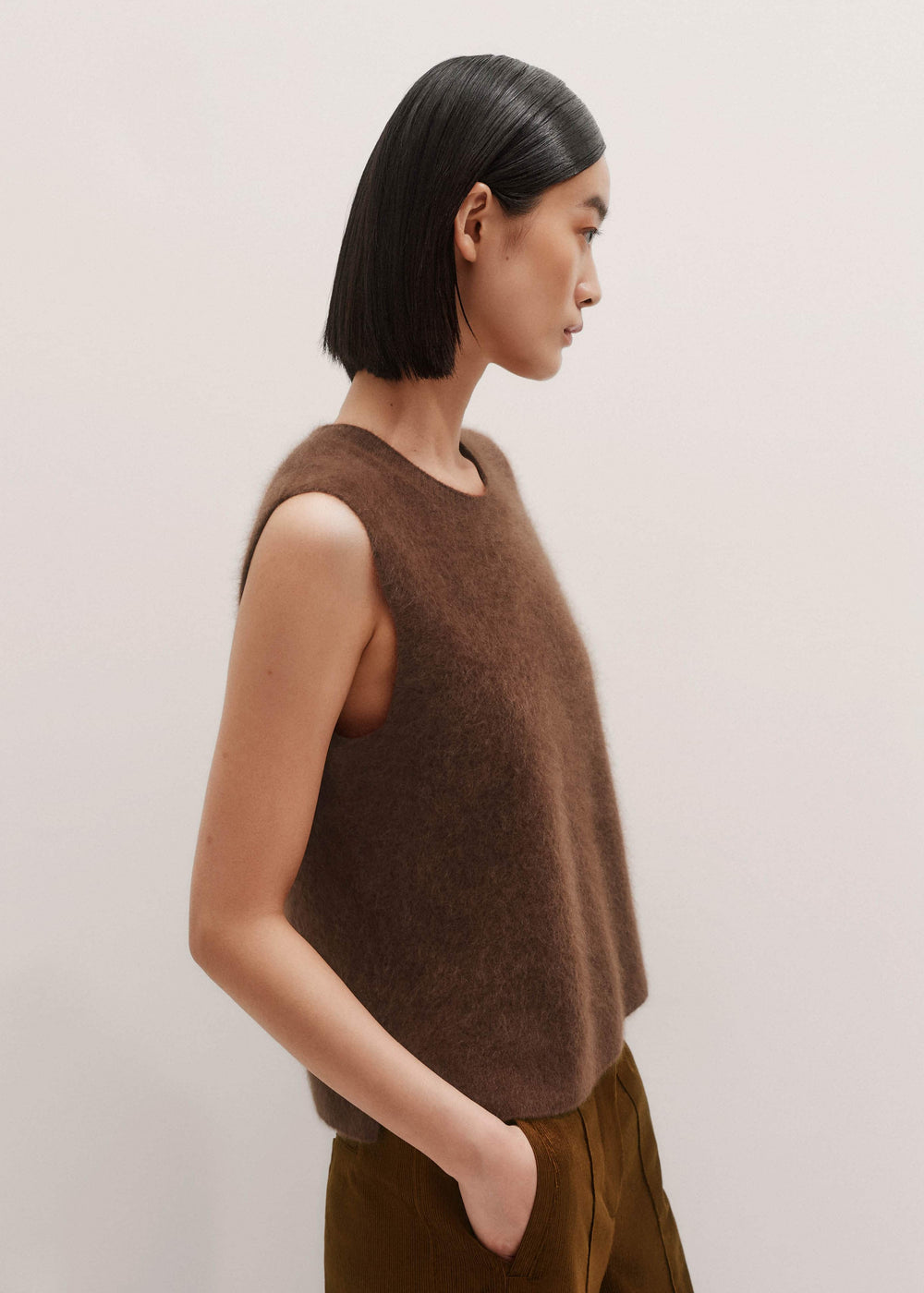 Brown Straight Sweater Vest