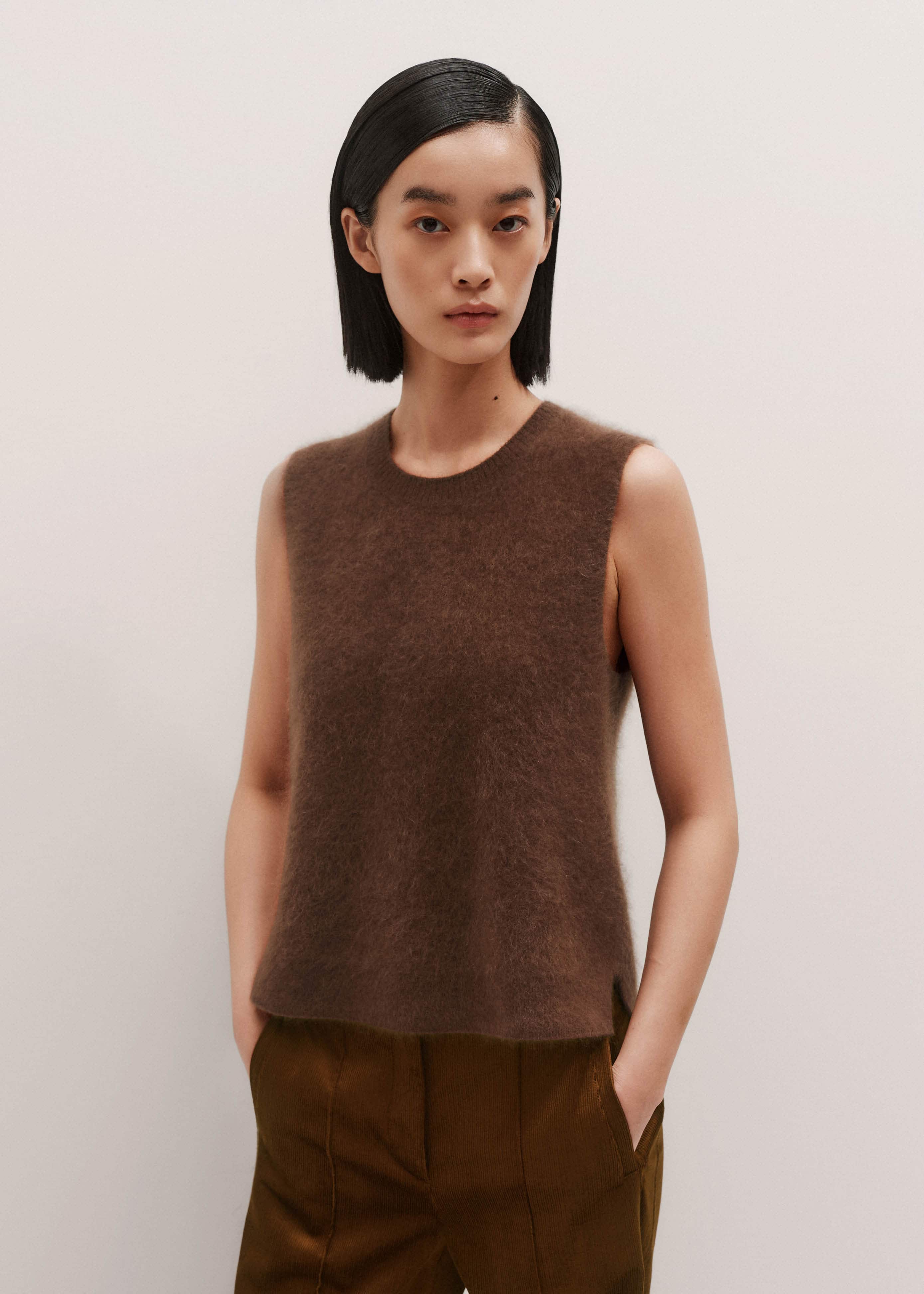 Brown Straight Sweater Vest