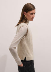Cream Alpaca Blend Straight Knit Vest