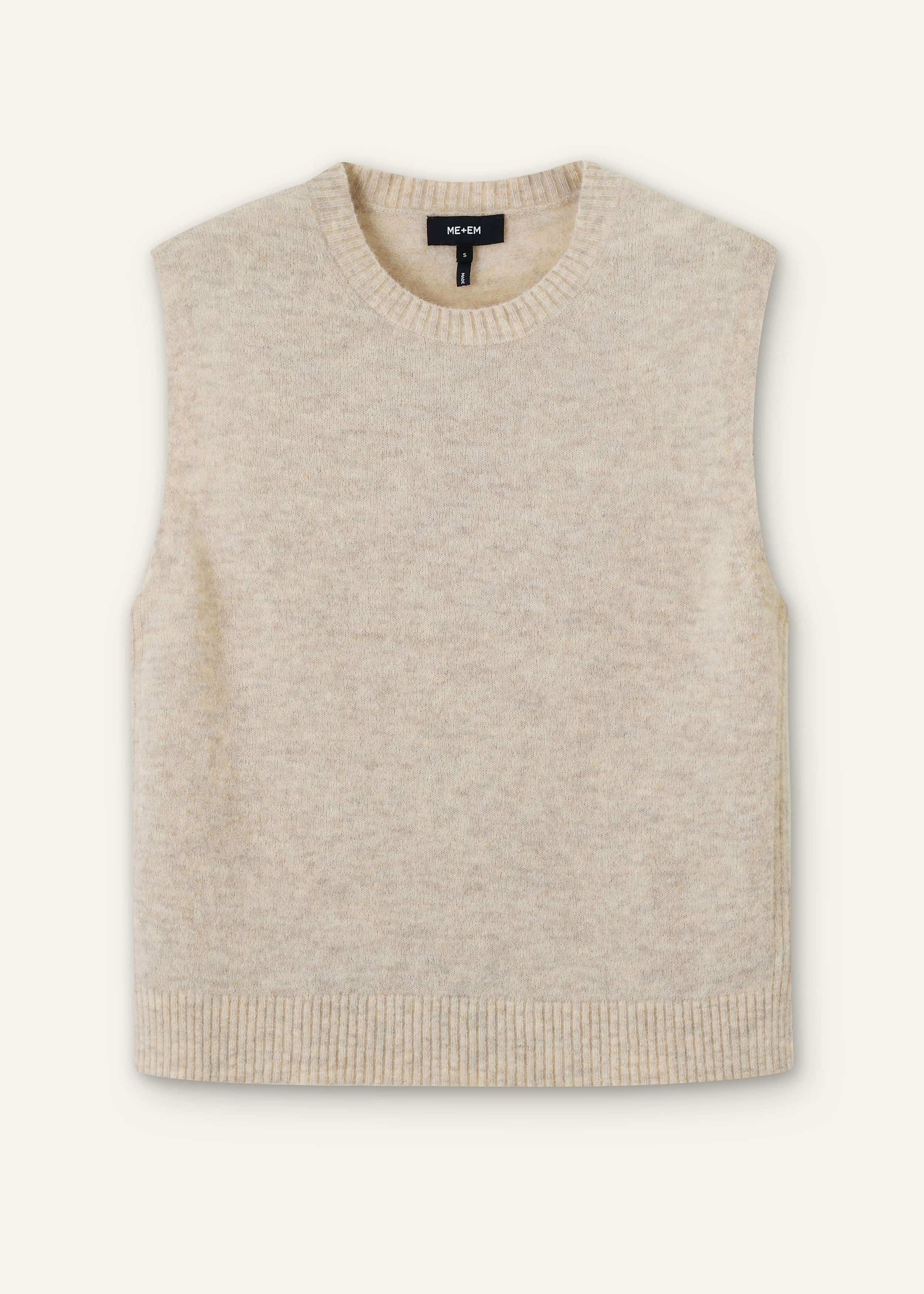 Cream Alpaca Blend Straight Knit Vest