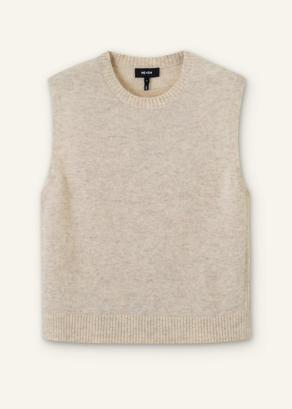 Cream Alpaca Blend Straight Knit Vest