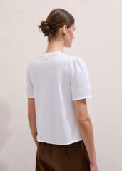 White Raw Edge V-Neck Swing Sweatshirt