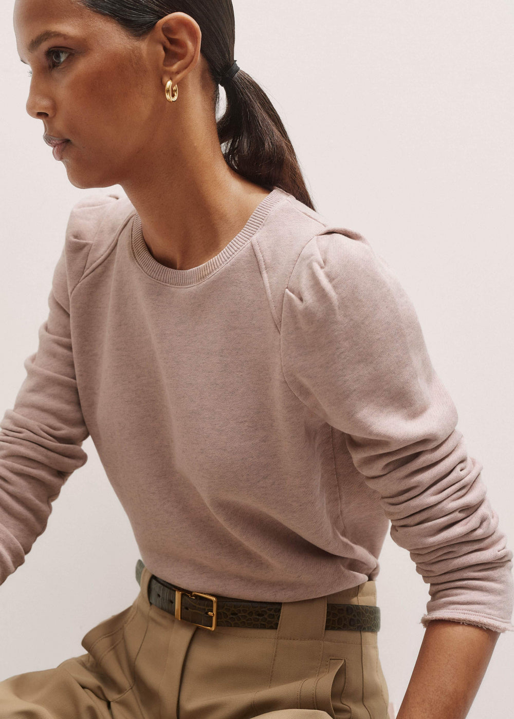 Pink Raw Edge Feminine Sweatshirt