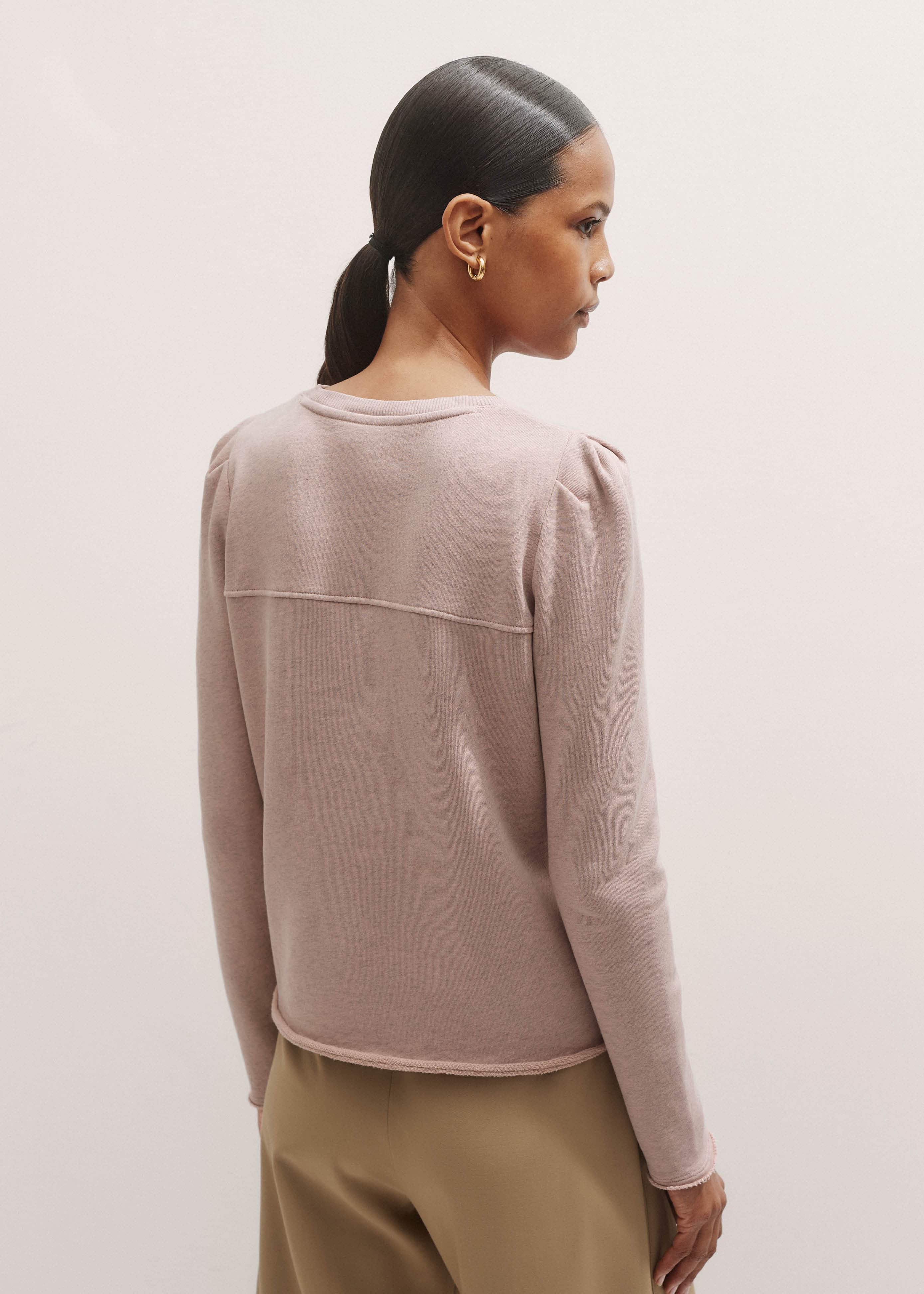 Pink Raw Edge Feminine Sweatshirt