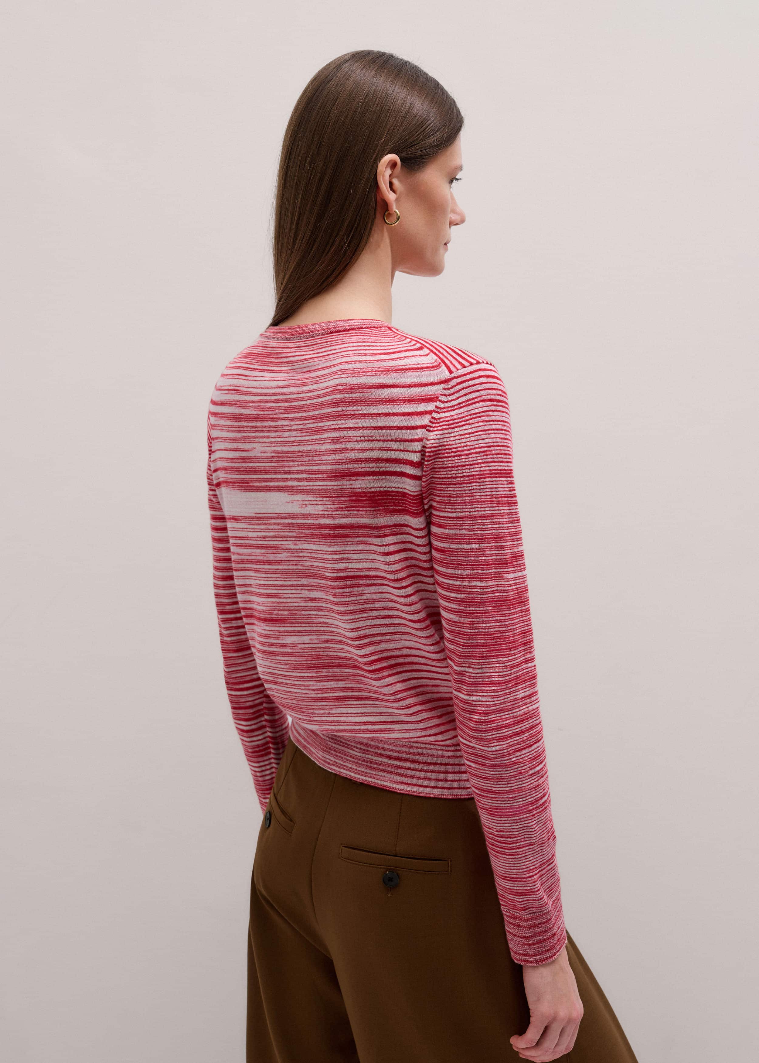 Red Spacedye Slim Fit Cardigan