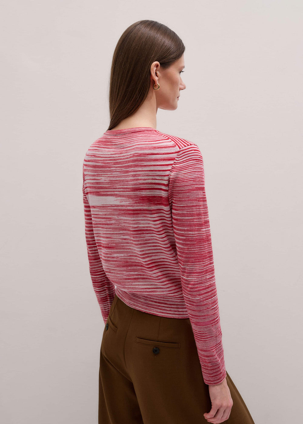 Red Spacedye Slim Fit Cardigan