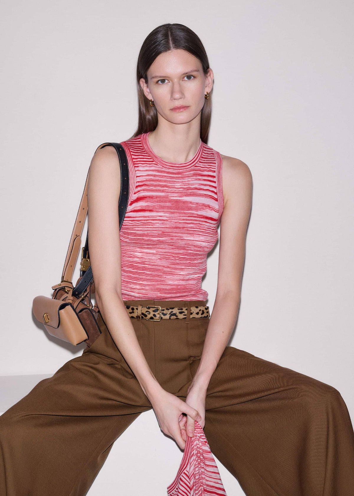 Red Spacedye Slim Fit Knit Vest