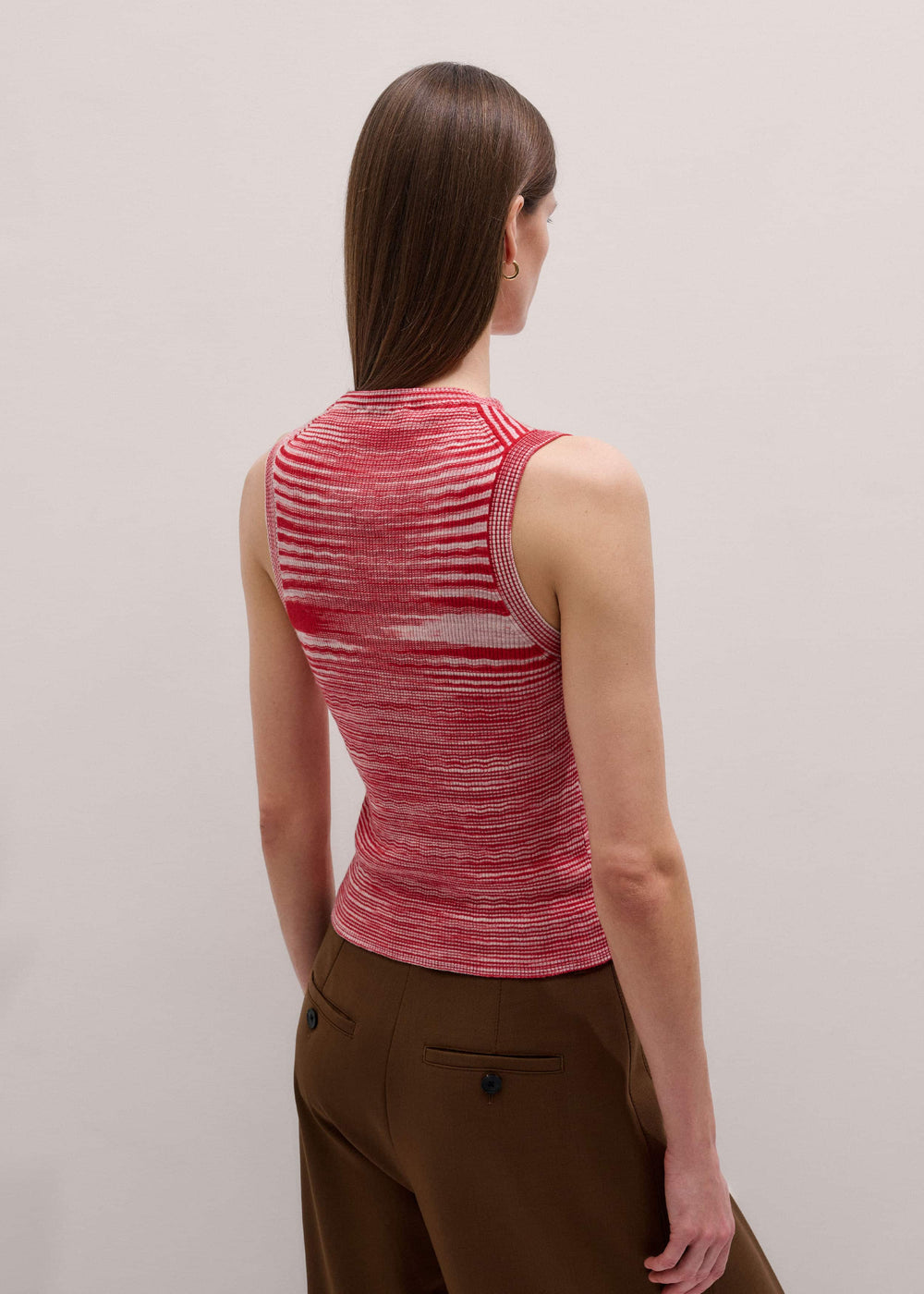 Red Spacedye Slim Fit Knit Vest