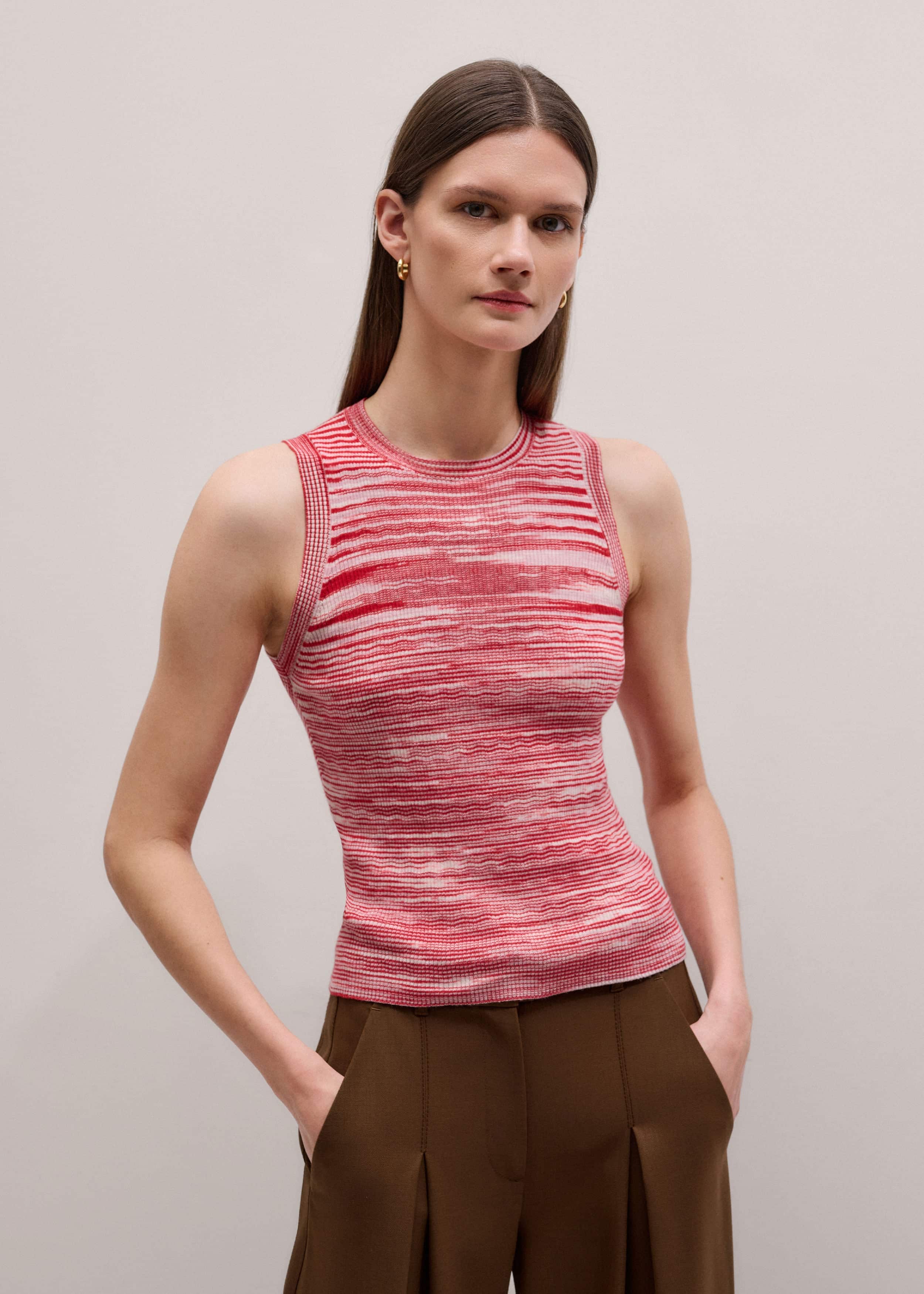 Red Spacedye Slim Fit Knit Vest