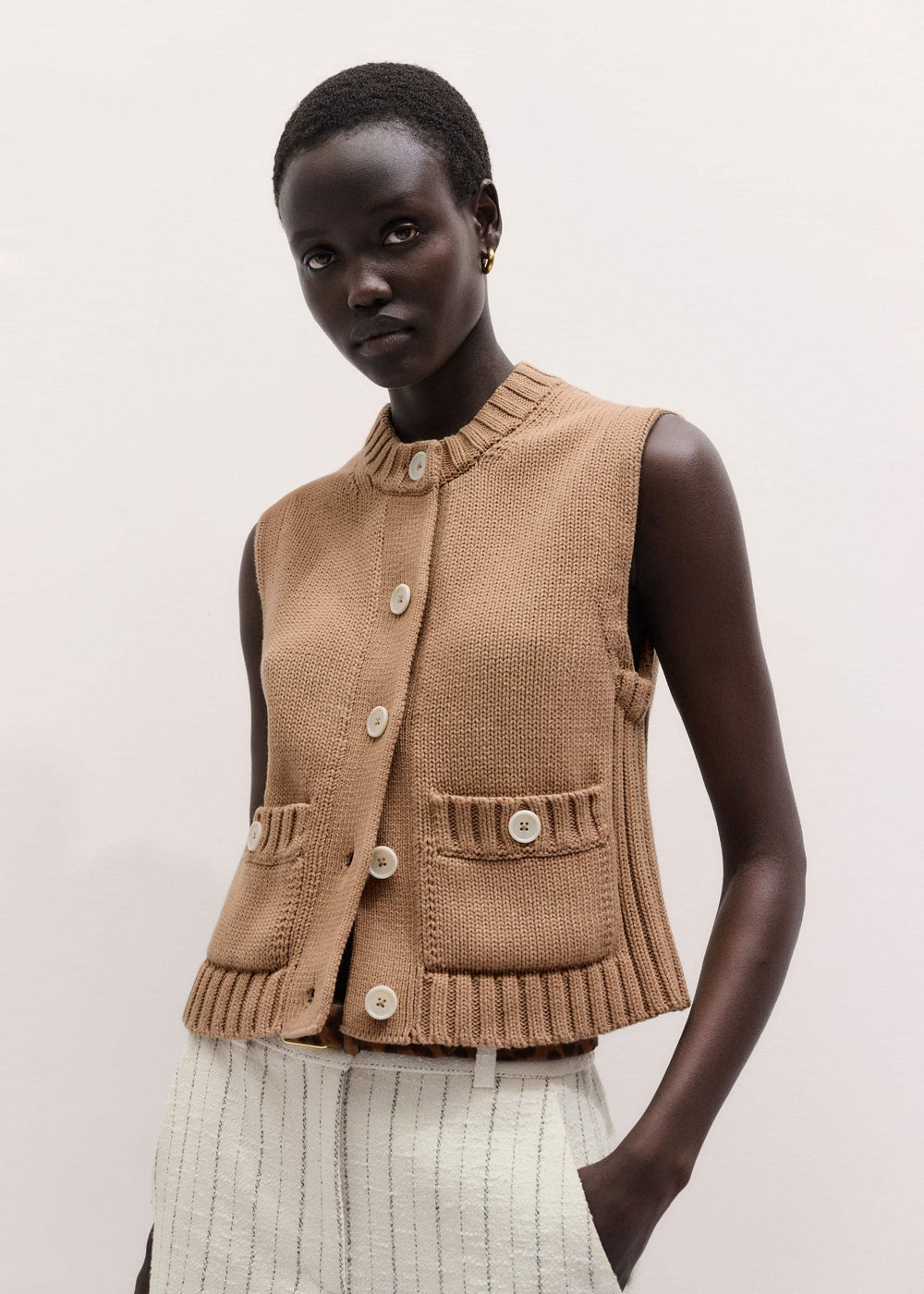 Brown Straight Crop Vest