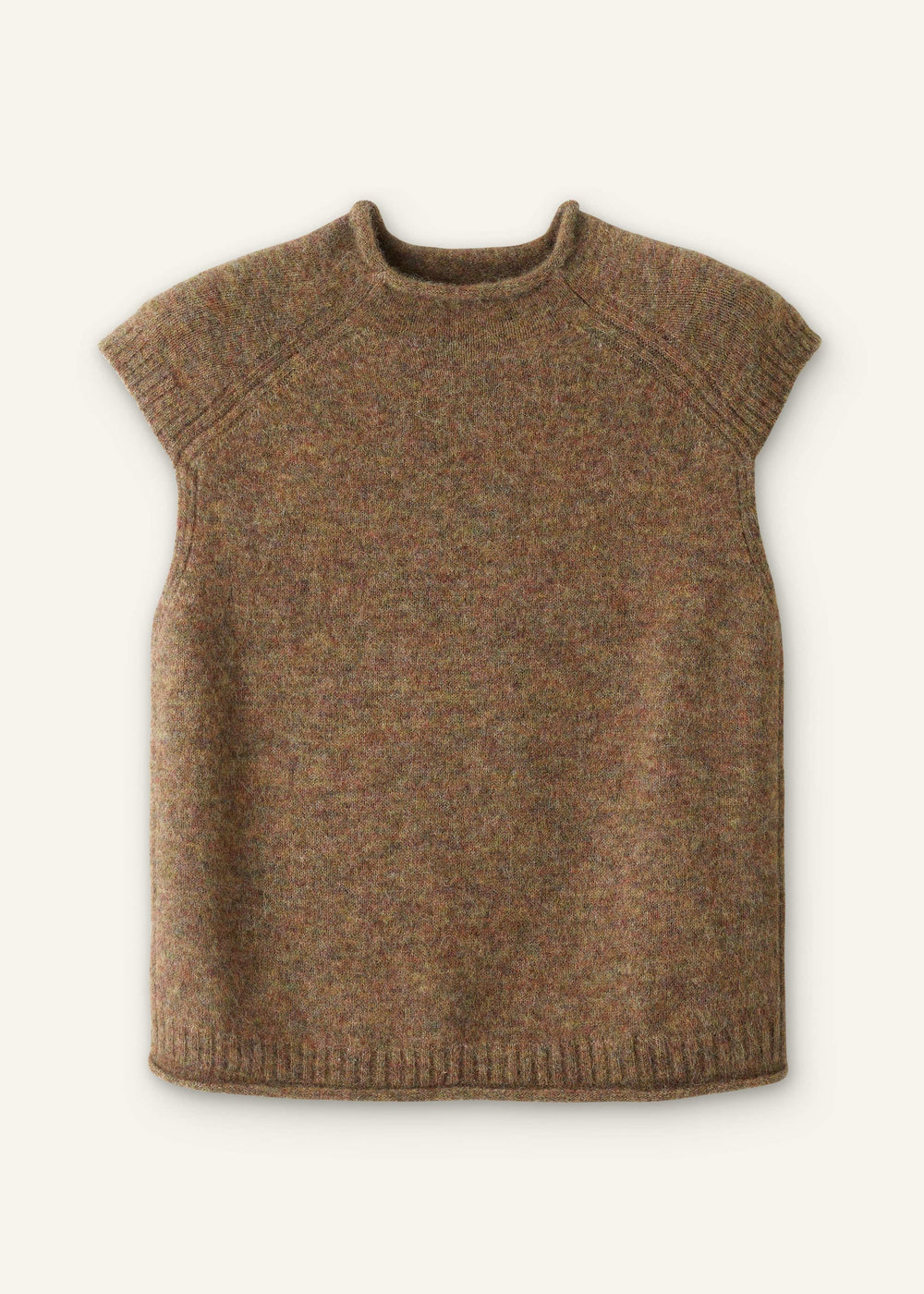 Brown Roll Trim Straight Layering Sweater Vest