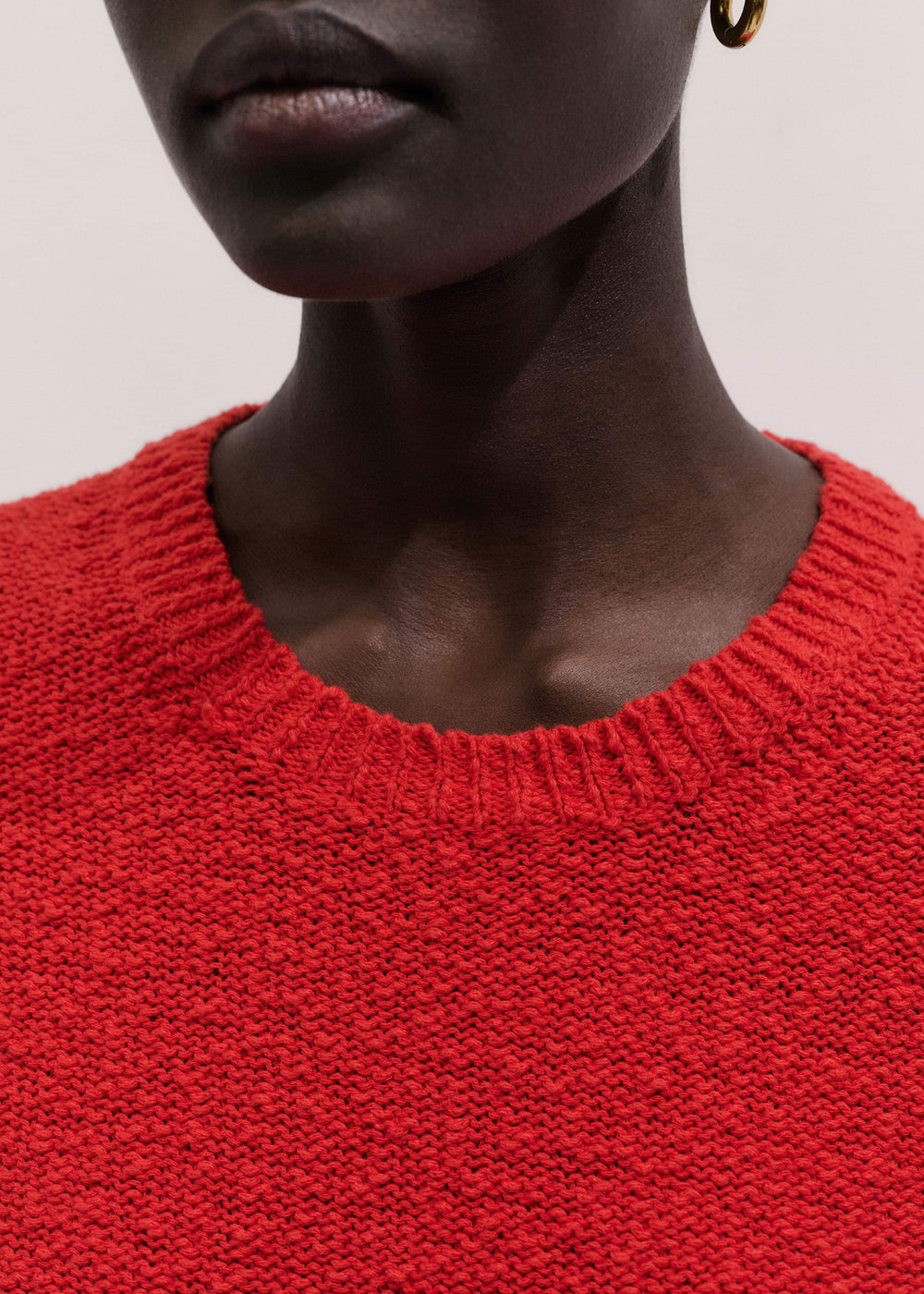 Red Bouclé Straight Baby Tee
