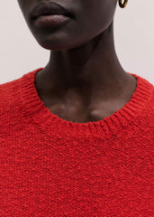 Red Bouclé Straight Baby Tee