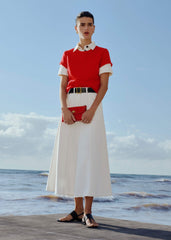 Red Bouclé Straight Baby Tee