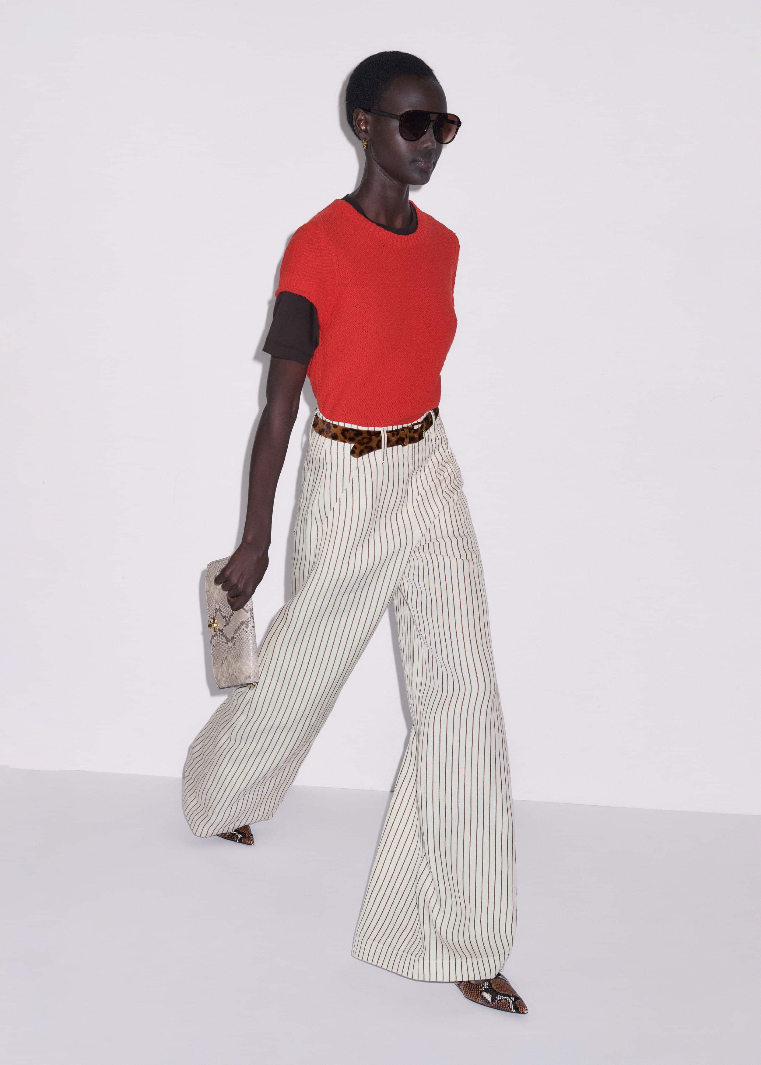 Red Bouclé Straight Baby Tee
